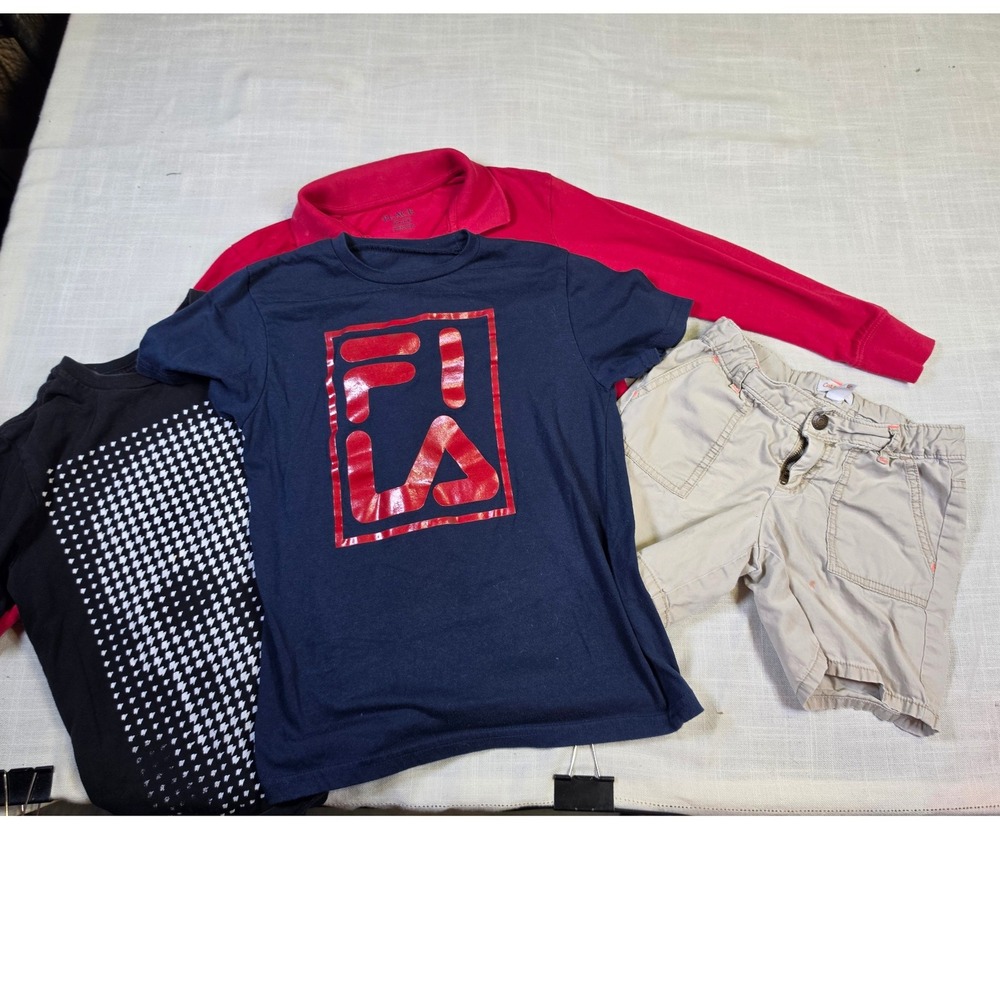 Boys Clothing Bundle Fila Tee Childrens Place Polo Cat & Jack Shorts Size 7/8